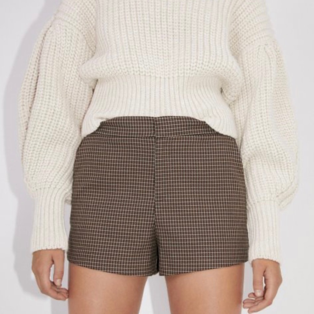 ZARA Brown Houndstooth Fall Winter Shorts